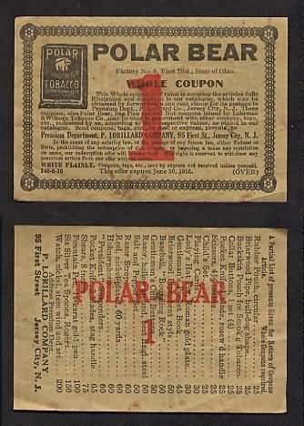 1915 Polar Bear Tobacco Coupon